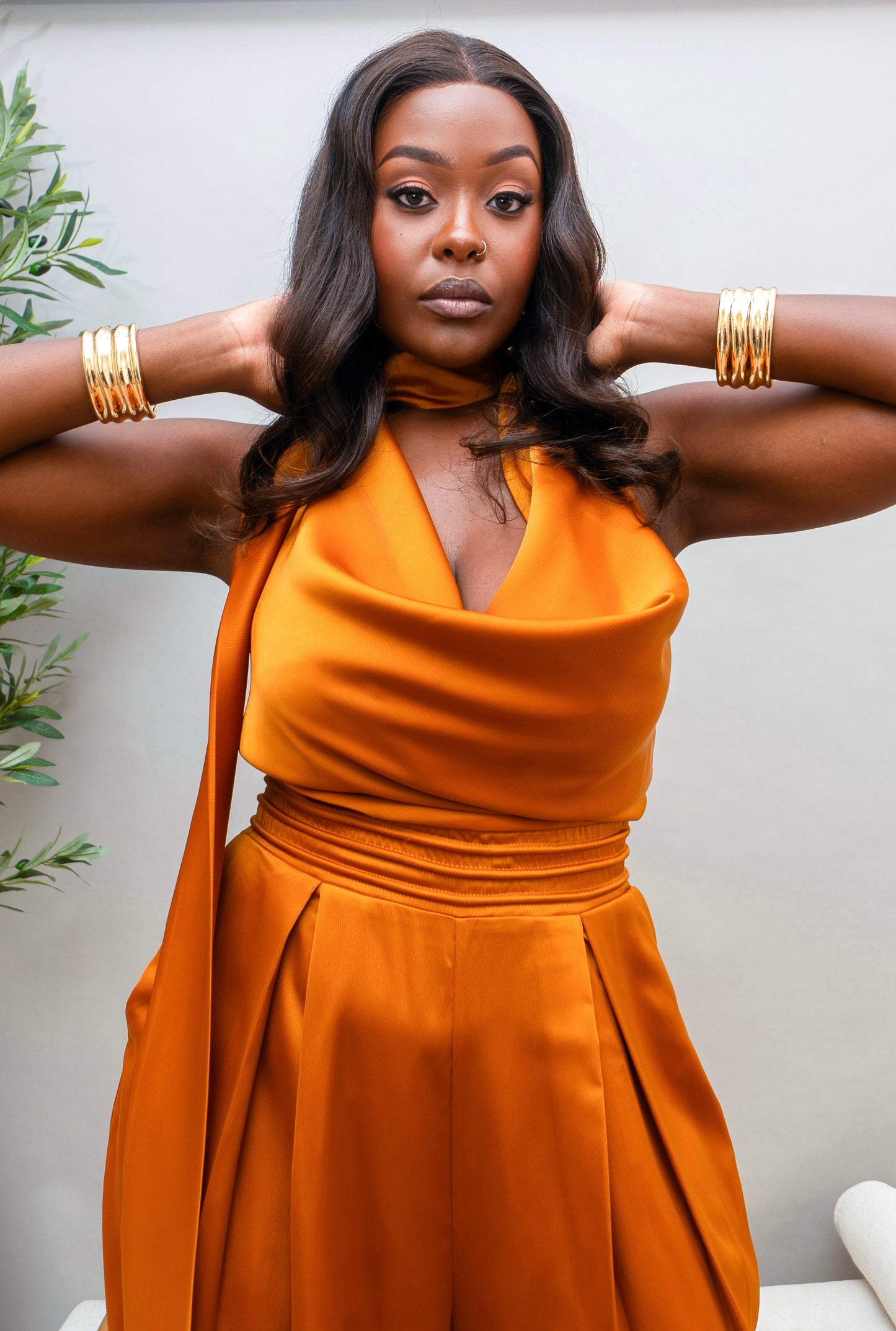 Alaya Satin Jumpsuit - Gold