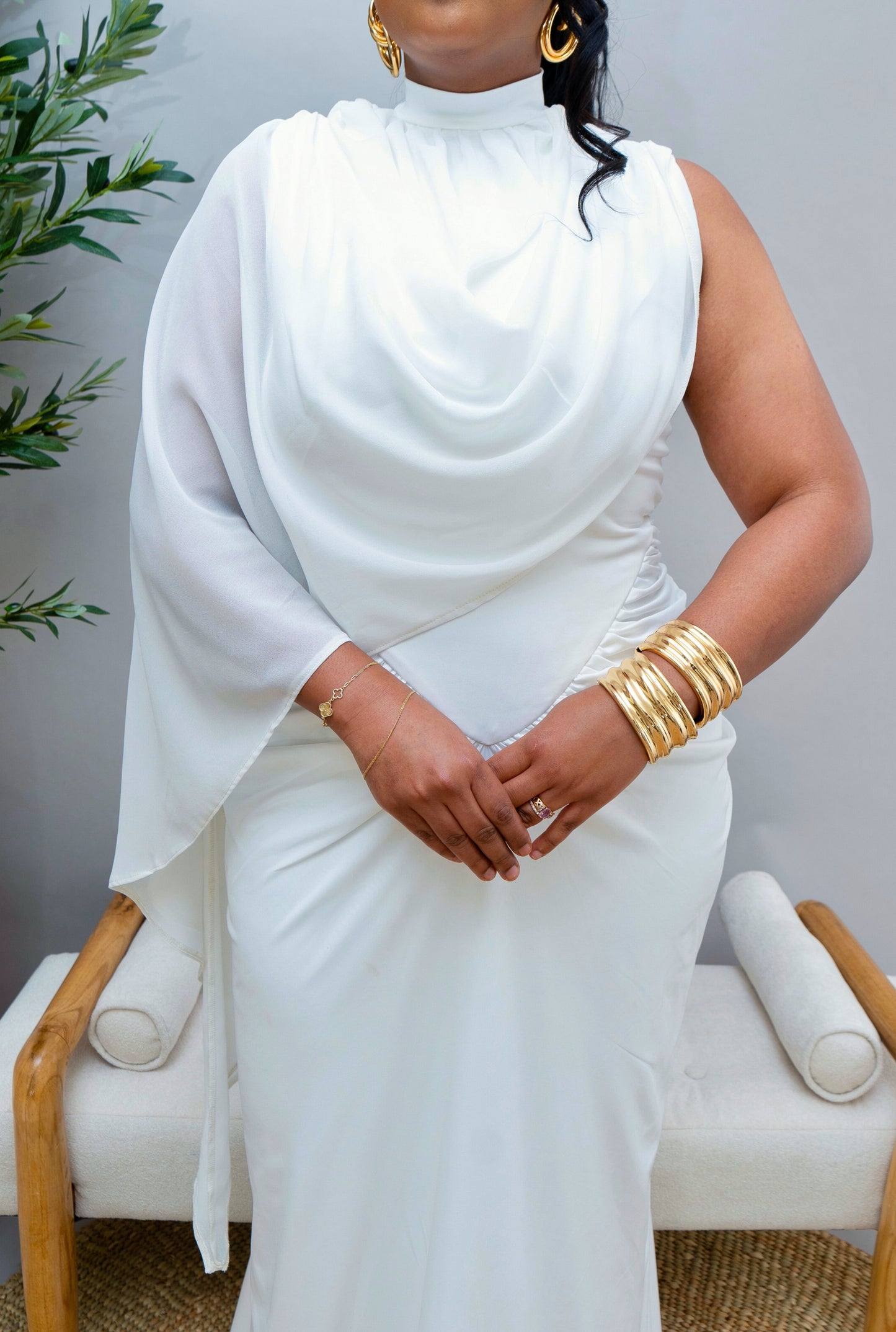 Allyiah Maxi Cape Dress - White