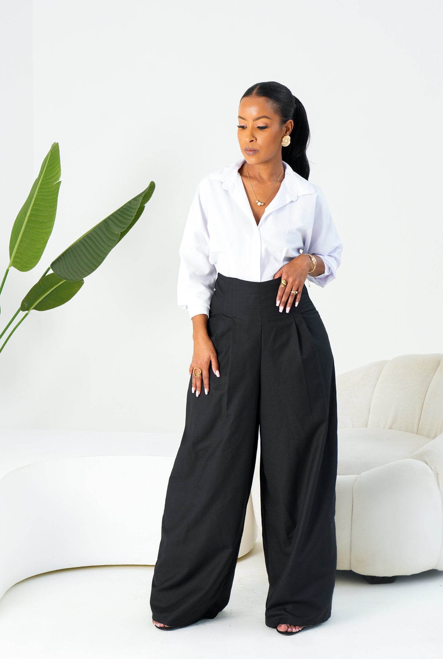 Gaia Wide Leg Pants - Black