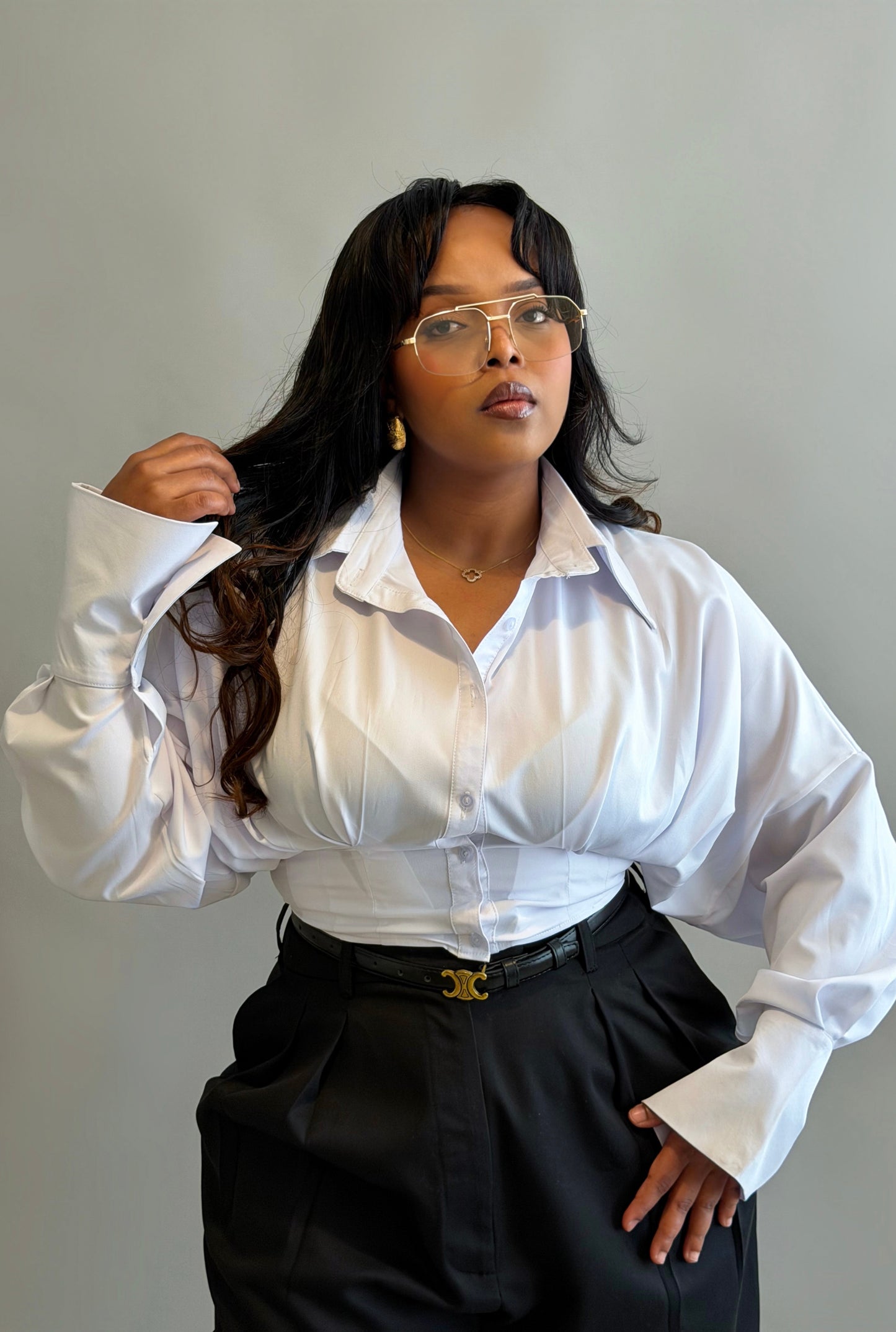 Jacquline Crop Shirt - White