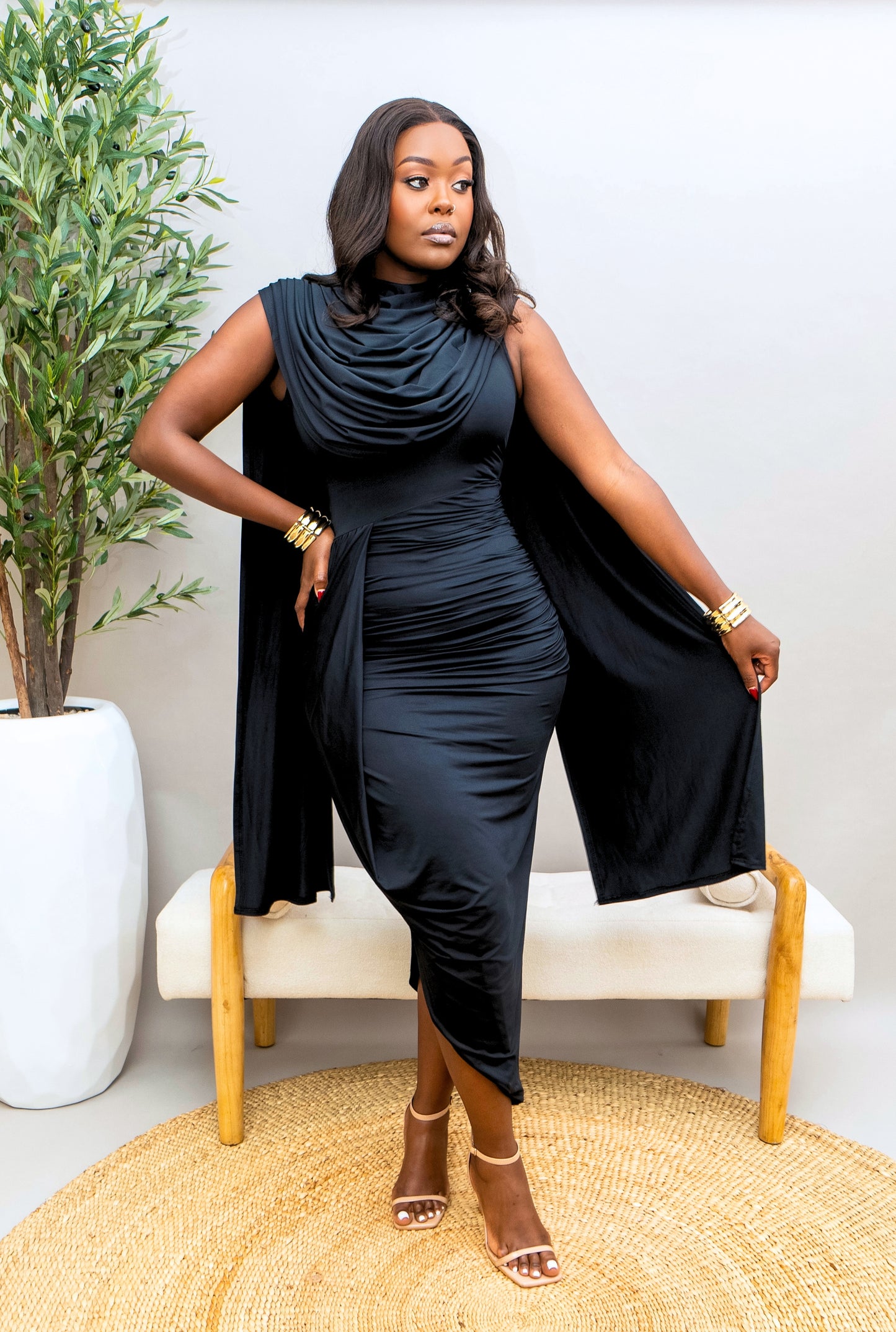 Timah Midi Dress - Black