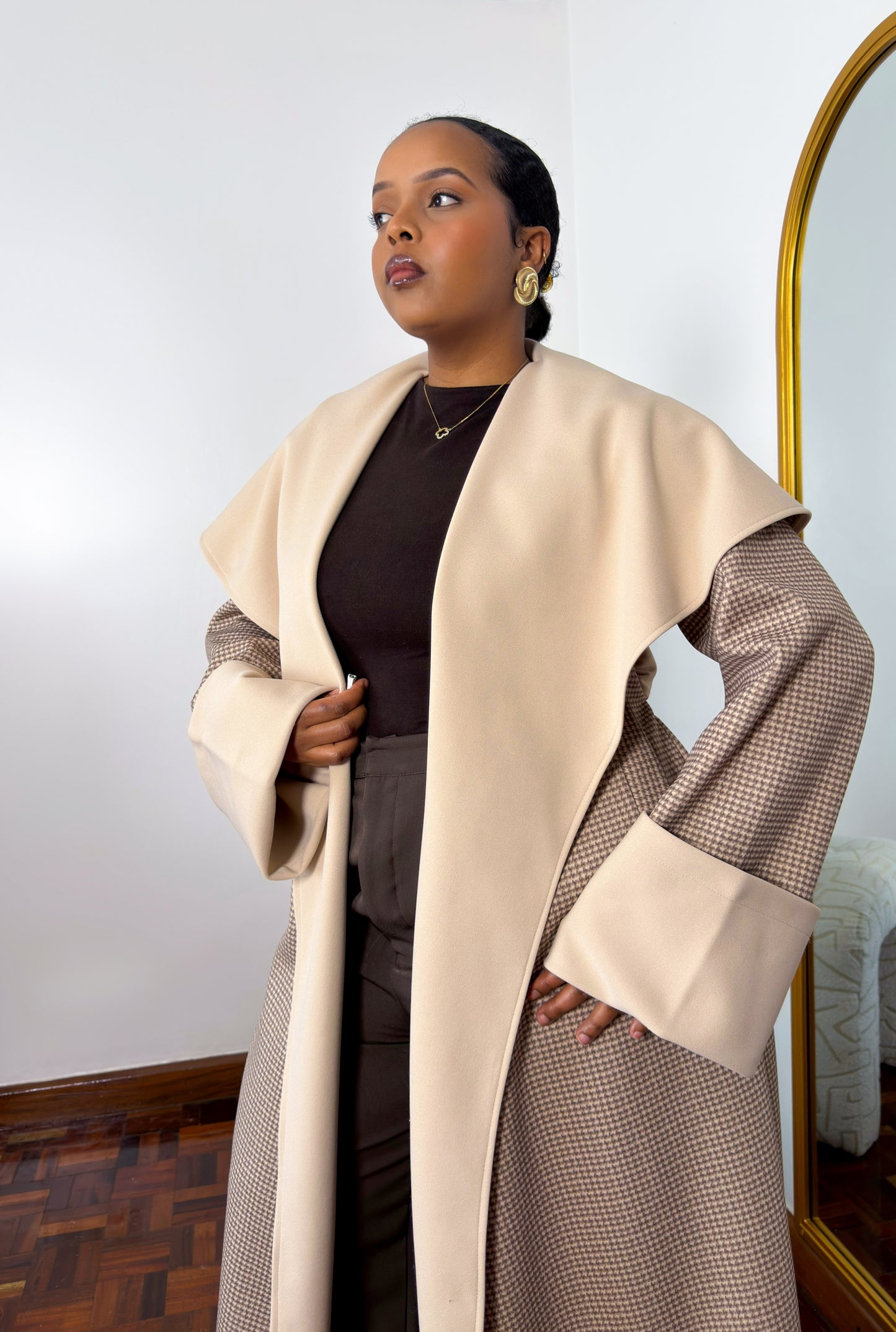 Ari Coat - Beige print