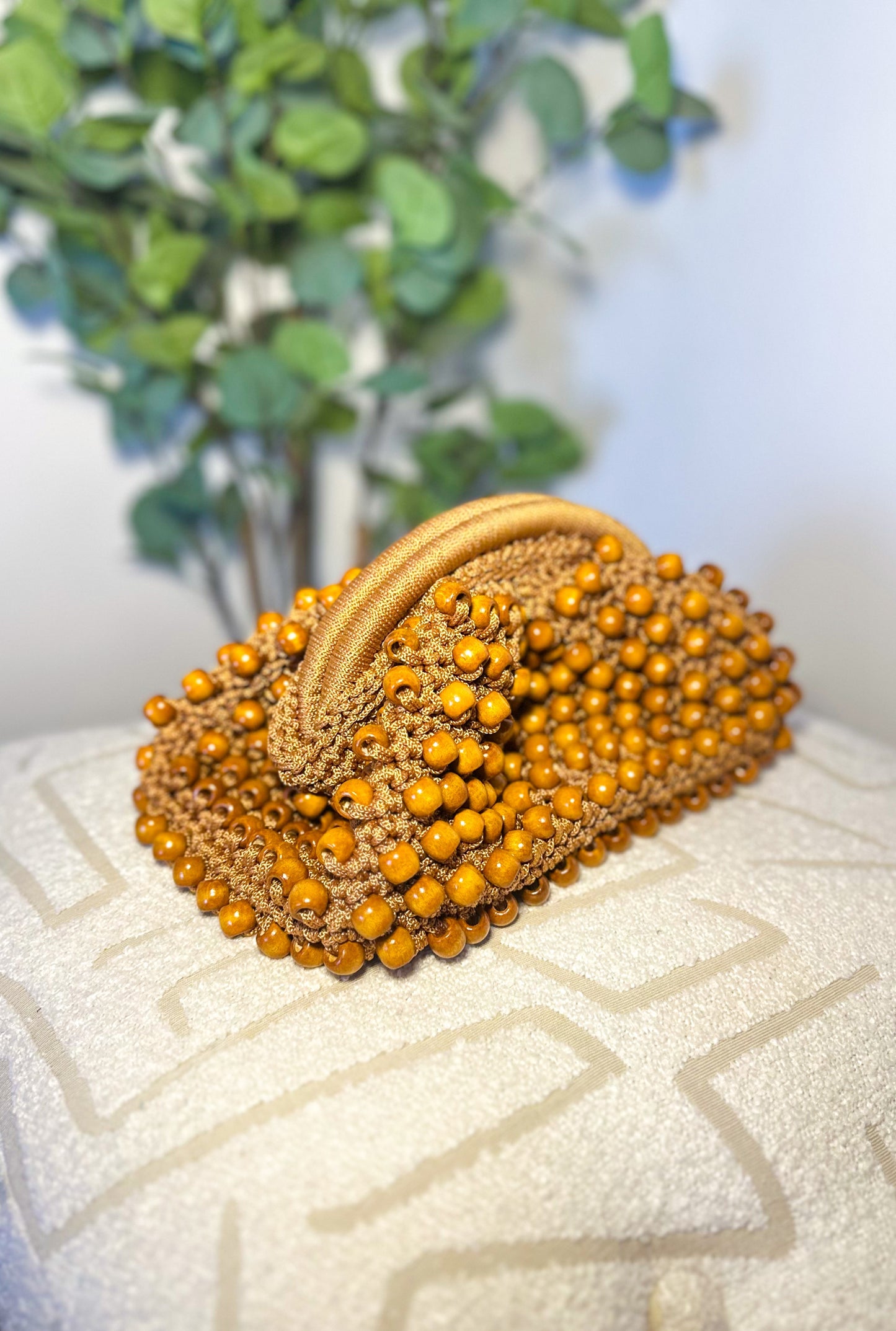 Zeva Beaded Pouch - Caramel