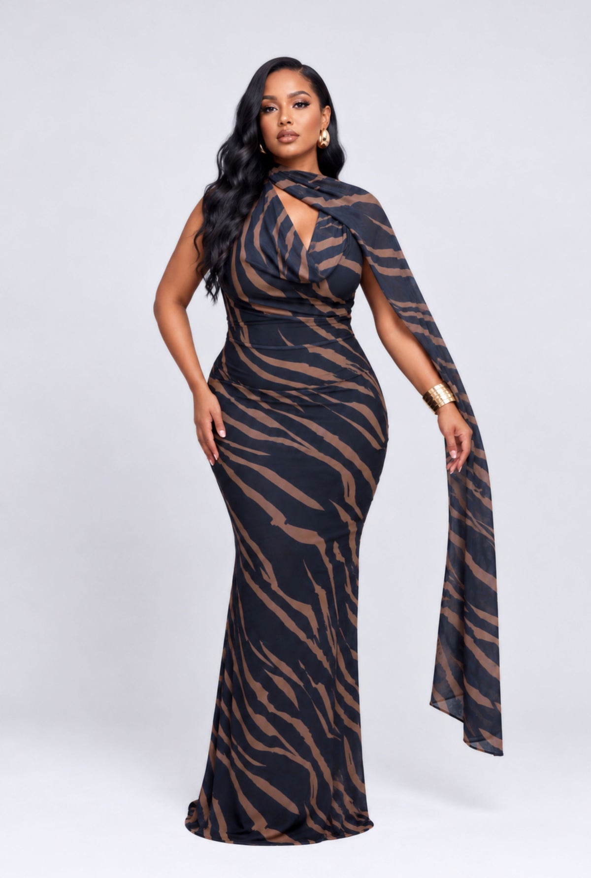 Shayla Mesh Dress - Black Print