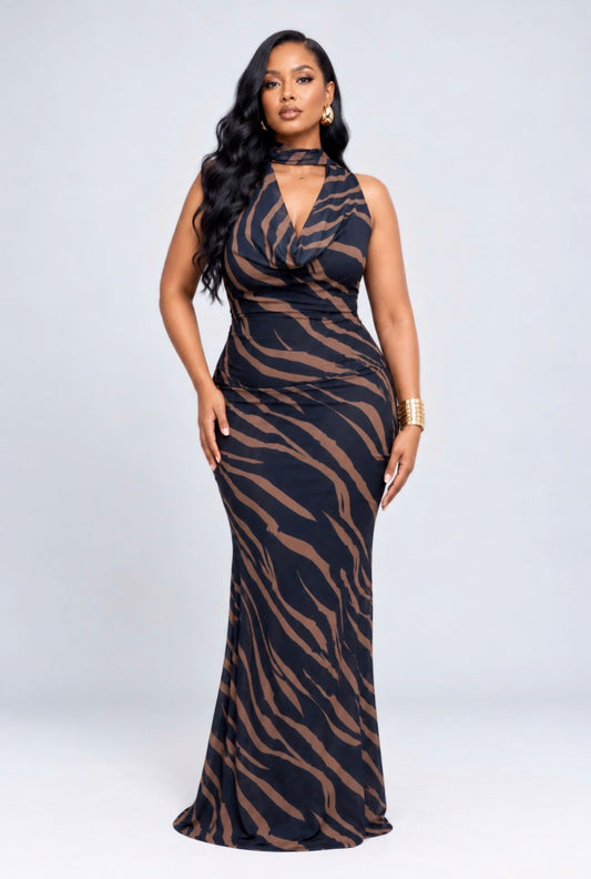 Shayla Mesh Dress - Black Print