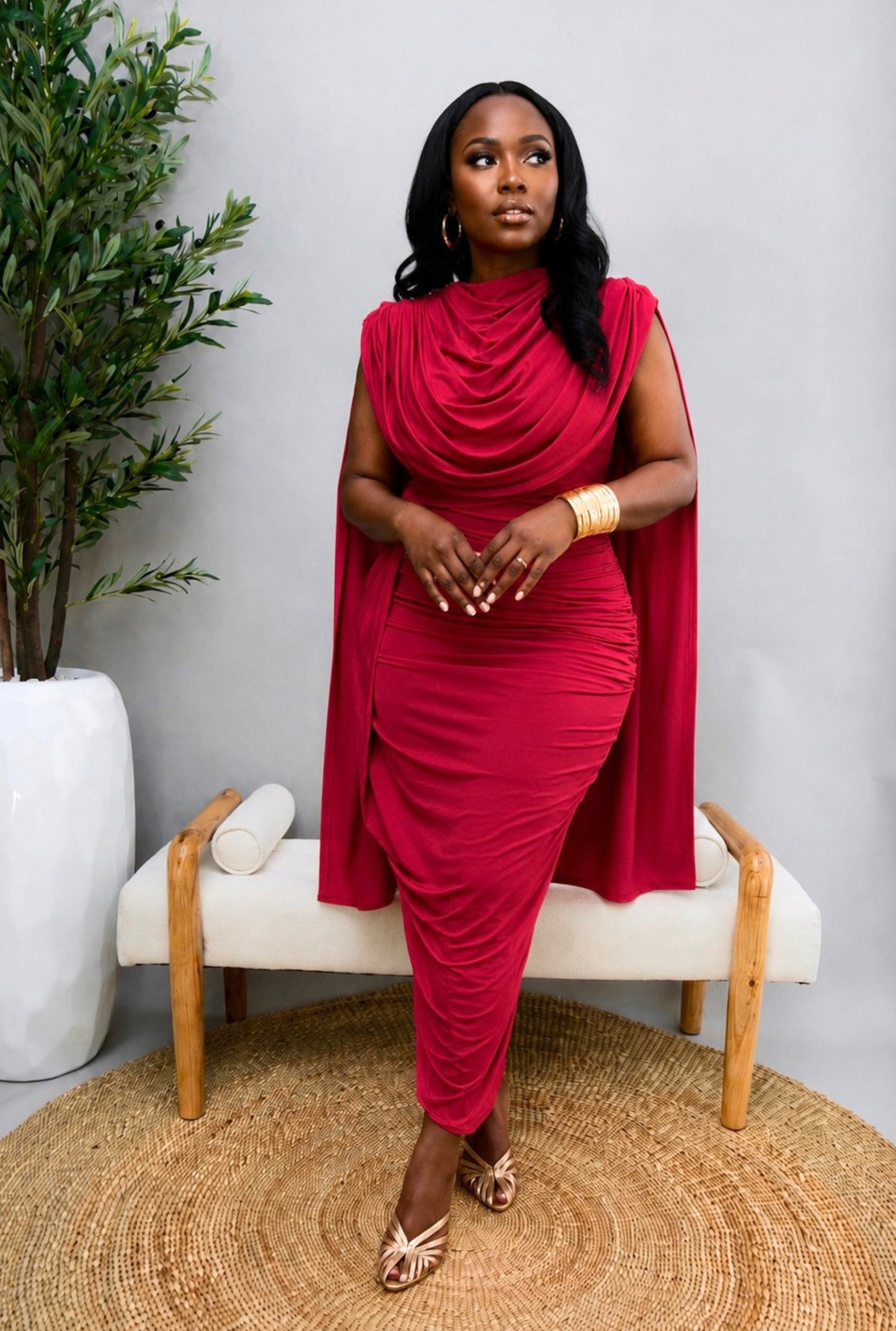 Timah Midi Dress - Red