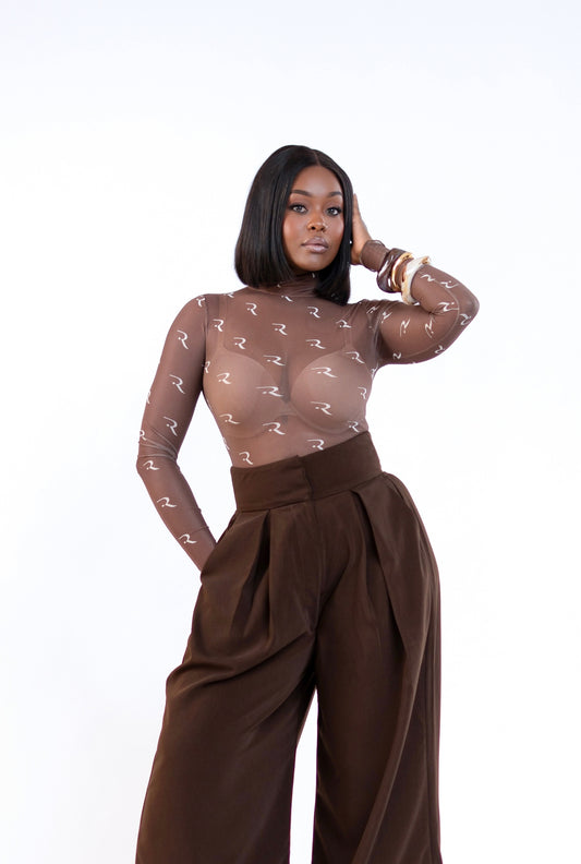 Signature R.Motif Mesh Bodysuit - Choco