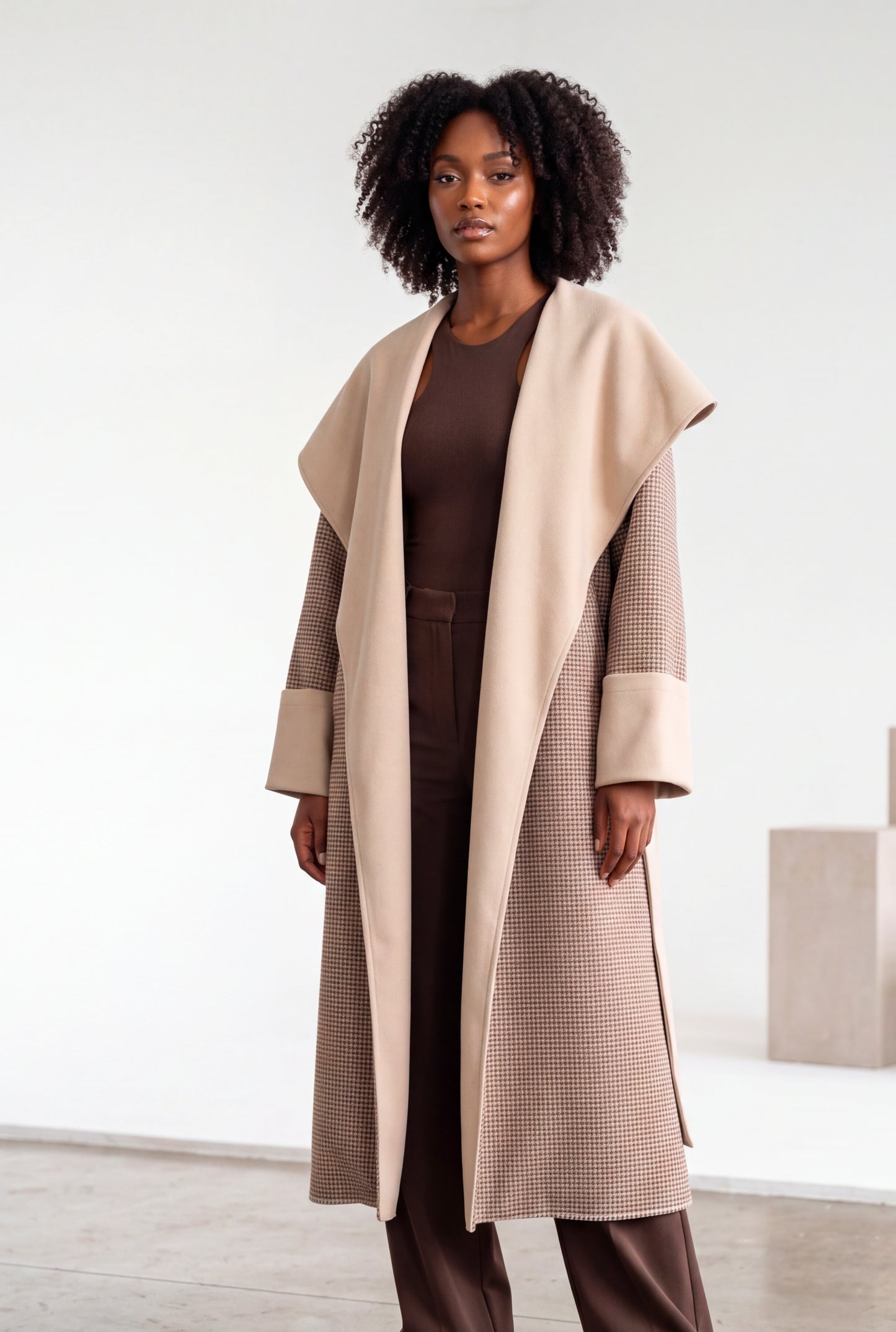 Ari Coat - Beige print